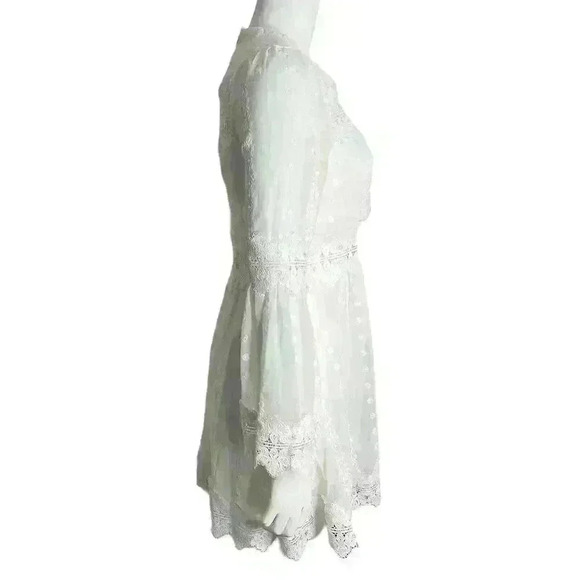 Strut & Bolt White Lace Long Sleeve Bell Sleeves Dress Size M - Picture 3 of 13